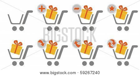 Orange shopping web icons - gift box