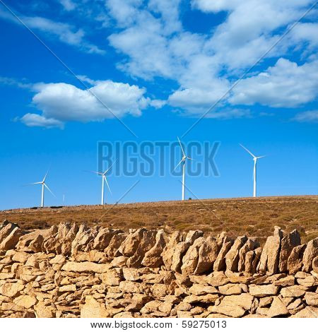 Maestrazgo in Castellon Windmills with traditional rural life at spain