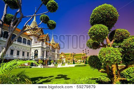 Royal grand palace in Bangkok. Traditional Thai architecture