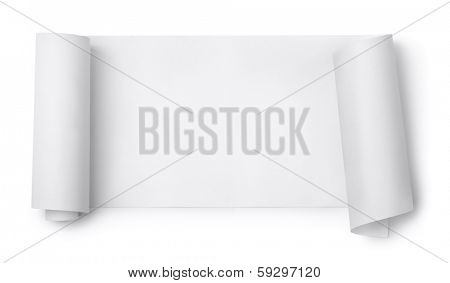 Blank paper scroll isolated on white