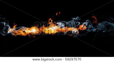 Conceptual image with flash of lightning against dark background