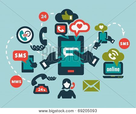flat phone icons set