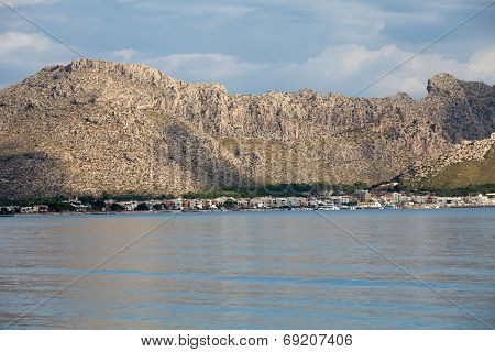 Coastline in Pollenca Port on  Majorca Spain