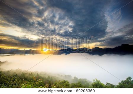 Sunrise With Nice Mountain