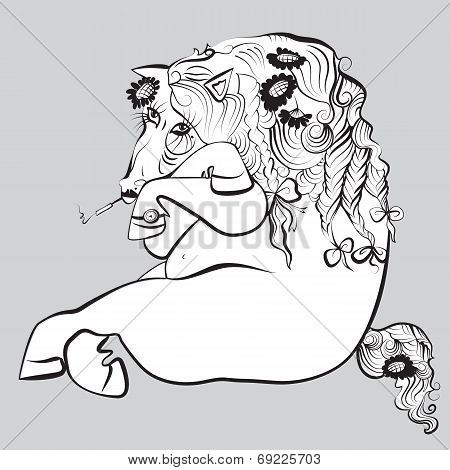 smoking horse