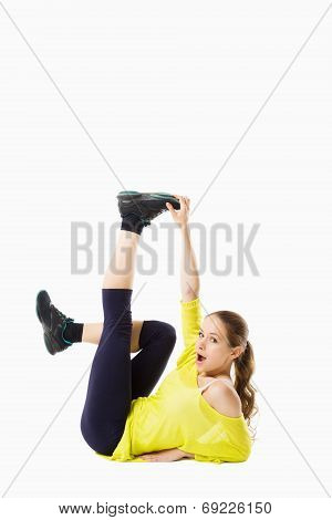 Resistant Gymnast Doing Stretching Exercises