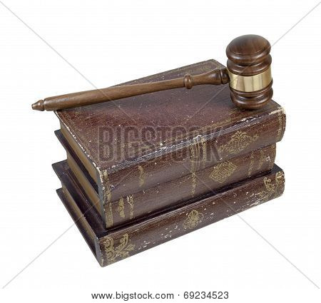 Gavel And Volumes Of Law Books