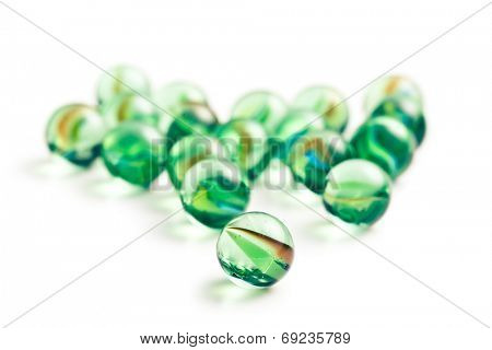 Glass marble balls on white background