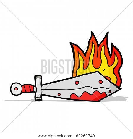 cartoon flaming sword