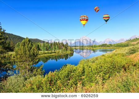 Turnout Oxbow โค้งใน Teton แกรนด์
