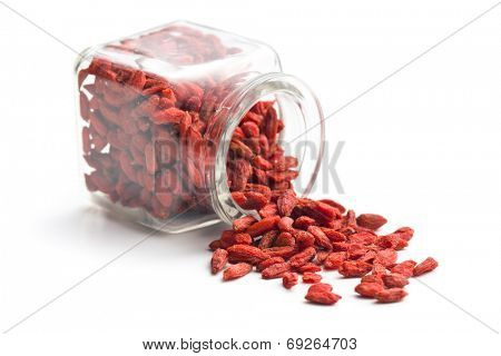 dried goji berries in glass jar