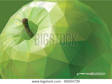 Vector green apple background. Low-poly triangular style illustration