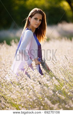 Beautiful Young Woman On Lavander Field - Lavanda Girl