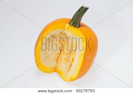 Fresh orange pumpkin isolated on white background