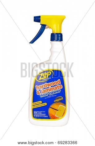Hayward, CA - July 29, 2014: 32 fl oz spray bottle of ZEP commercial hardwood & Laminate floor cleaner
