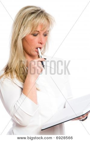 年轻的金发碧眼女商人规划日期