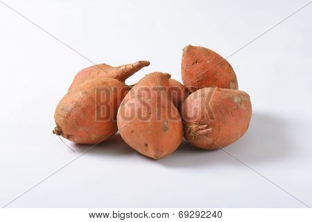 batata sweet potatoes on white background