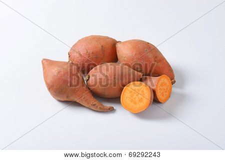 batata sweet potatoes on white background