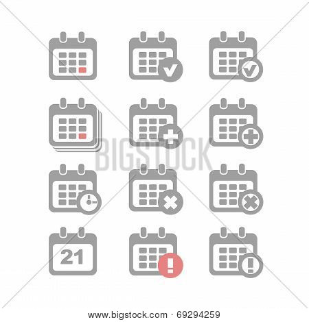 Calendar Icons Set Vector