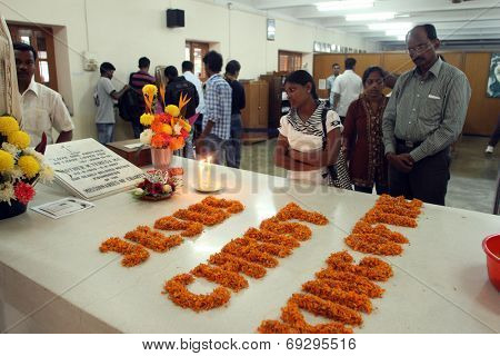 KOLKATA, INDIA - NOV 25, 2012: Tomb of Blessed Teresa of Calcutta, commonly known as Mother Teresa (26 August 1910, 5 September 1997), was Catholic missionary who lived for most of her life in India