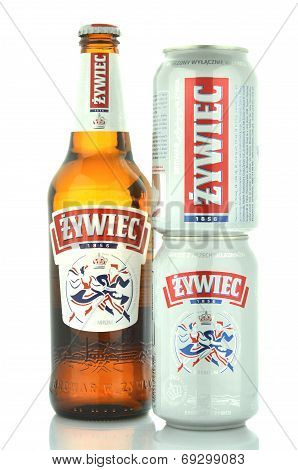 Zywiec beer isolated on white background