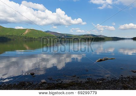 Beautiful lake Derwent Water The Lakes National Park Cumbria England uk near Keswick