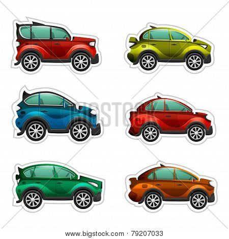 Colorful cartoon cars vector