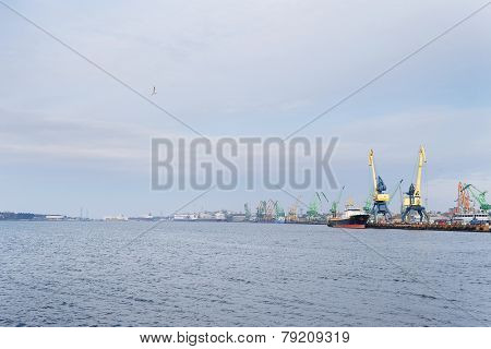 KLAIPEDA, LITHUANIA - November 17: Ships in Klaipeda Harbour on November  17, 2014 Klaipeda, Lithuania. The Port of Klaipeda