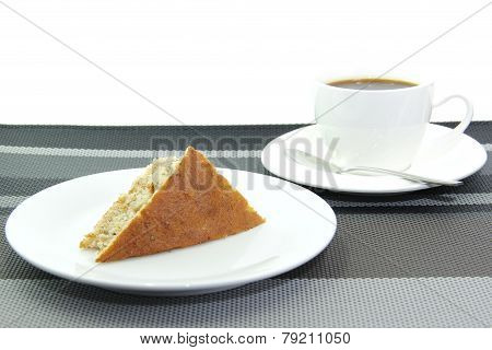 Cup Of Coffee And Banana Cake