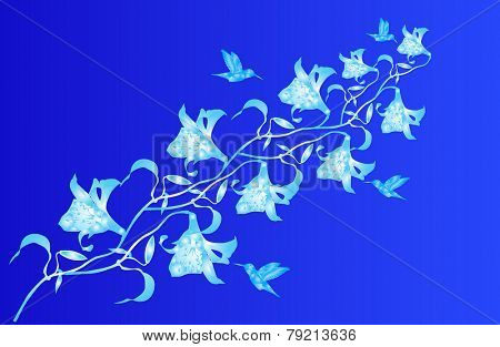 Floral Background - blue orchid - vector