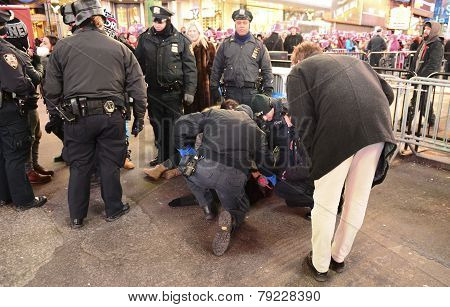 Collapsed reveler gets attention