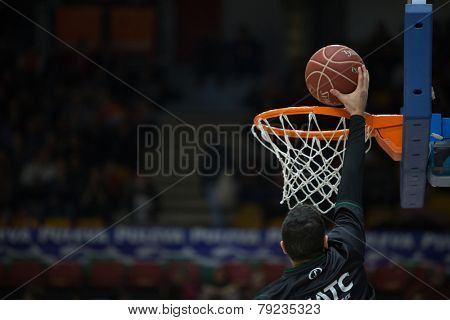 VALENCIA, SPAIN - DECEMBER 30: Juventut player during Spanish League match between Valencia Basket Club and Juventut at Fonteta Stadium on December 30, 2014 in Valencia, Spain