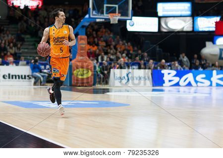 VALENCIA, SPAIN - DECEMBER 30: Ribas during Spanish League match between Valencia Basket Club and Juventut at Fonteta Stadium on December 30, 2014 in Valencia, Spain