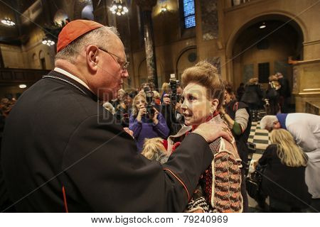 Cardinal Dolan with Cindy Adams