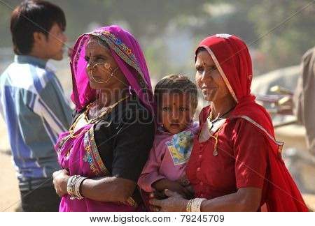 Indian family At Pushkar Fair