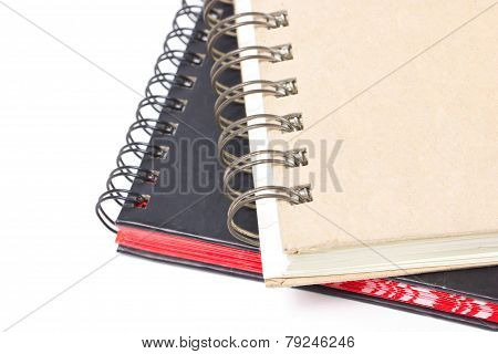 Close Up Of Ring Binder Hard Cover Book Isolated On White.
