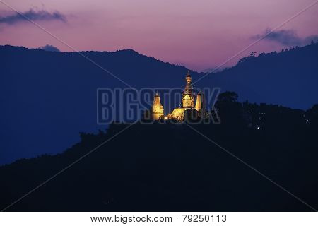 Swayambhunath stupa on sunset Kathmandu Nepal