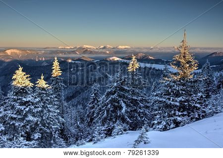 Sunrise In Winter Mountains - Greater Fatra, Slovakia