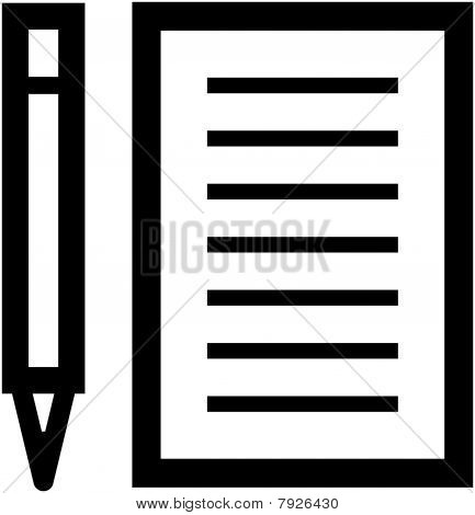 Ikona Poznámkový blok a pero - vektorové ilustrace