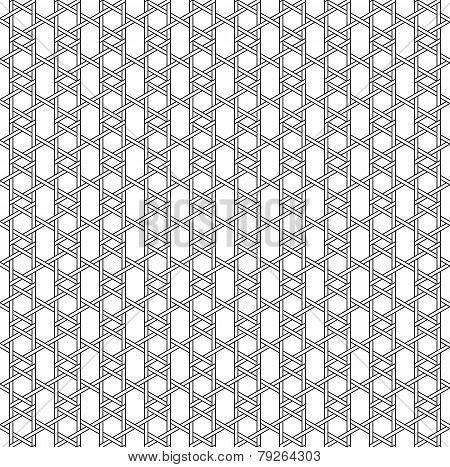 Black And White Geometric Seamless Pattern With Weave Style.