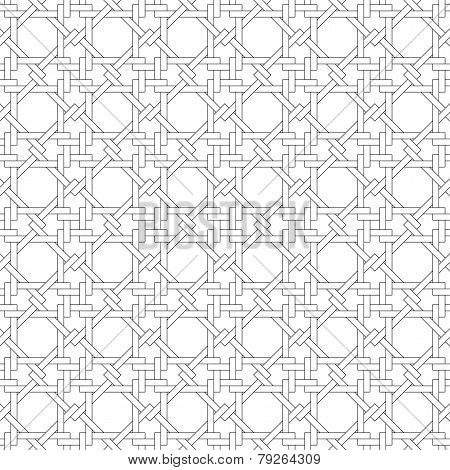 Black And White Geometric Seamless Pattern With Weave Style.