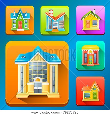 Colorful Building icons