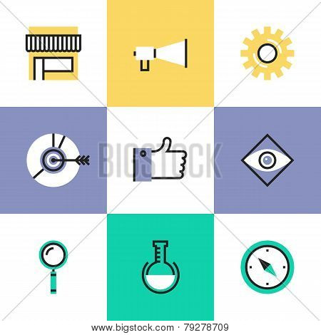Digital Marketing Pictogram Icons Set