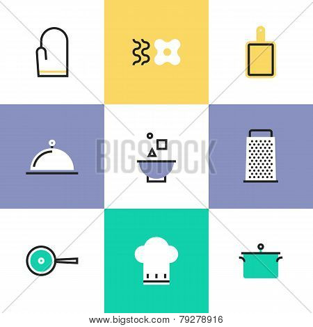 Kitchen Utensils Pictogram Icons Set
