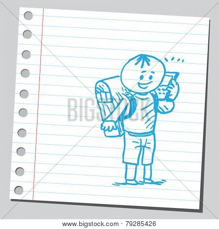 Schoolkid talking on cell phone