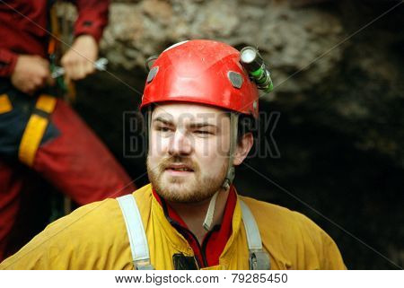 Cavers work out rescue operations in caves.