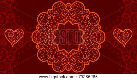 Happy Valentine's Day hand drawn greeting card ornament . Lace pattern design. Vector decorative ban