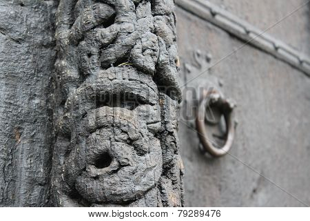 Details of Church in Lom, Norway was build more than 800 years ago.