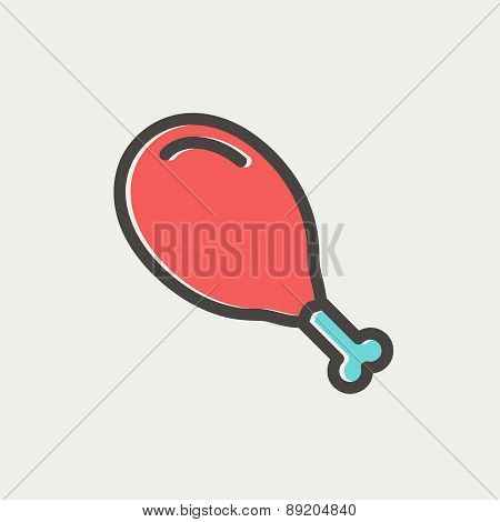 Chicken thigh thin line icon
