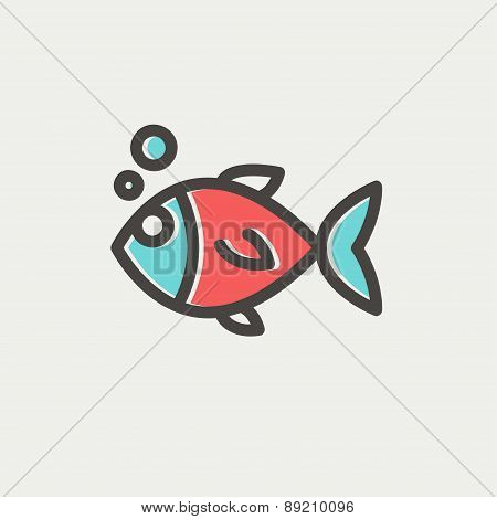 Little fish thin line icon